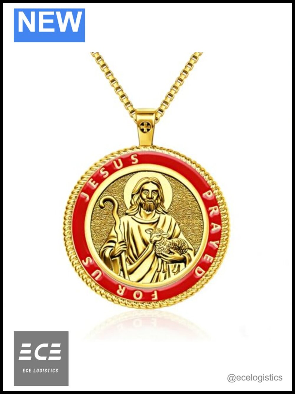 Jesus Prayer Medal Pendant Necklace Catholic Christian Gift Box 24in
